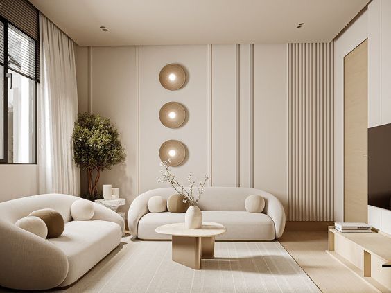 Modern residential living room interior design in Dhaka
